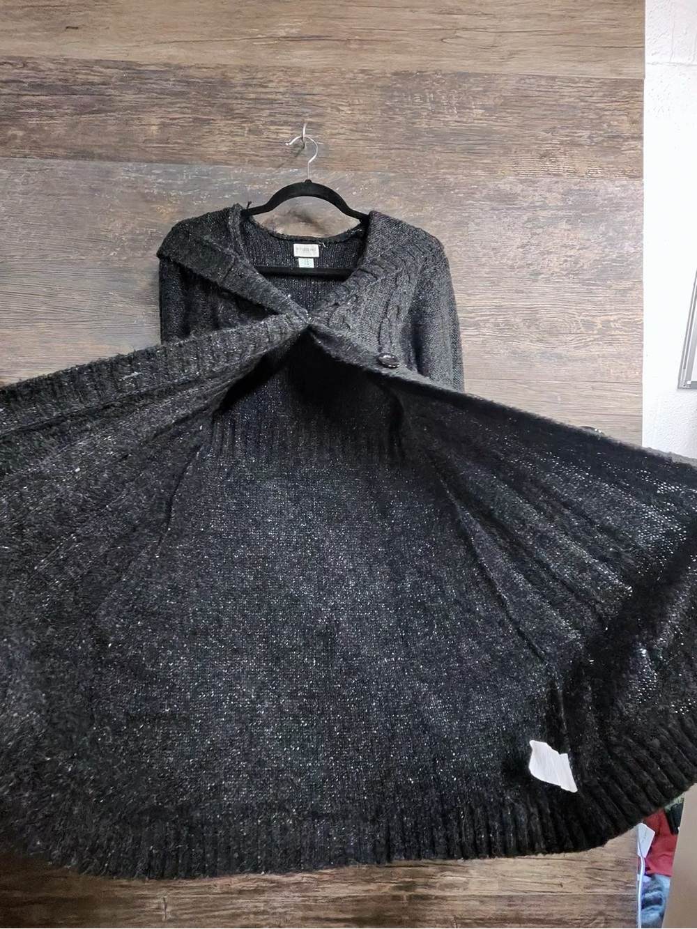Motherhood Maternity Black Hooded Cable-Knit Button Cardigan with Belt - Picture 10 of 10